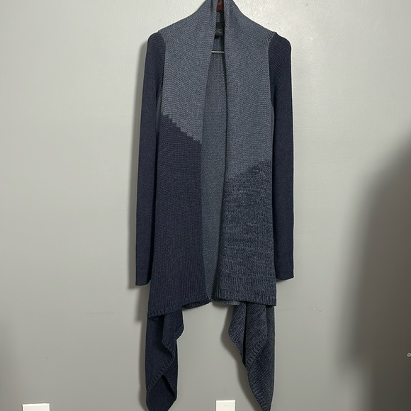 Calvin Klein Wrap Blue Asymmetrical Open Front Sweater size Large - Picture 5 of 16